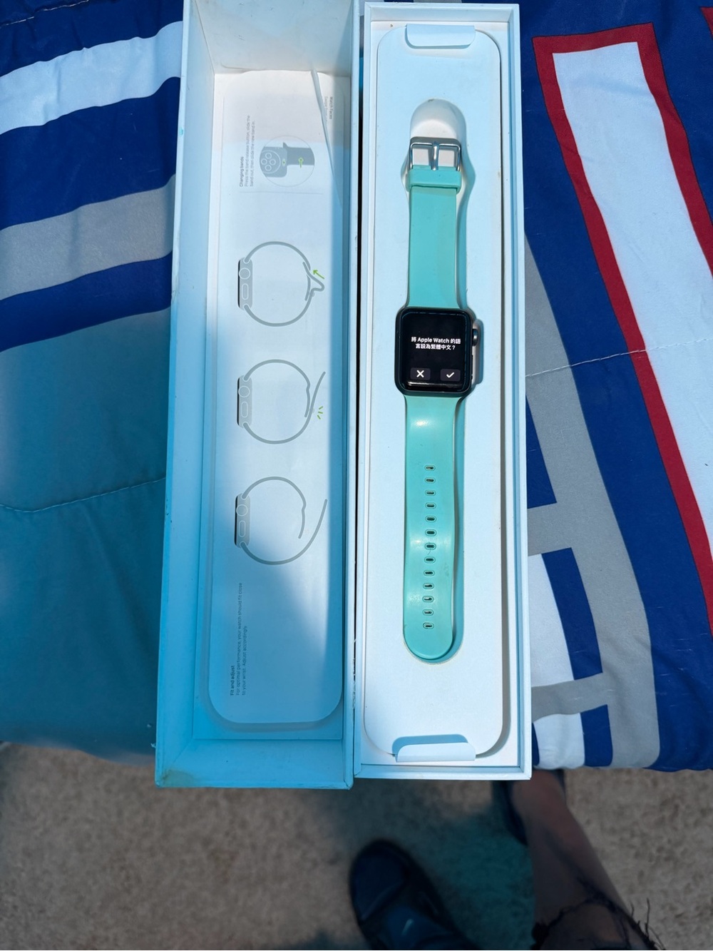 Apple Smartwatch with Mint Teal Sport Band(series 2)
